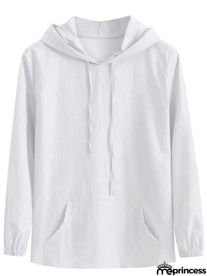 Casual Cotton Linen Long&nbsp;Sleeve Mens Lightweight Hoodie