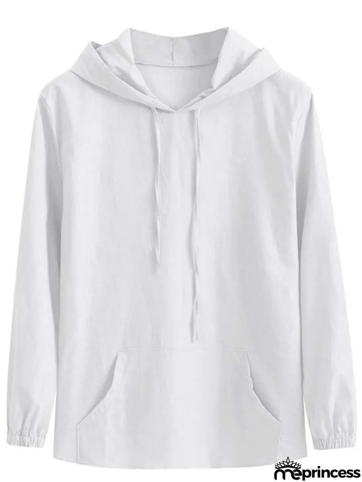 Casual Cotton Linen Long&nbsp;Sleeve Mens Lightweight Hoodie