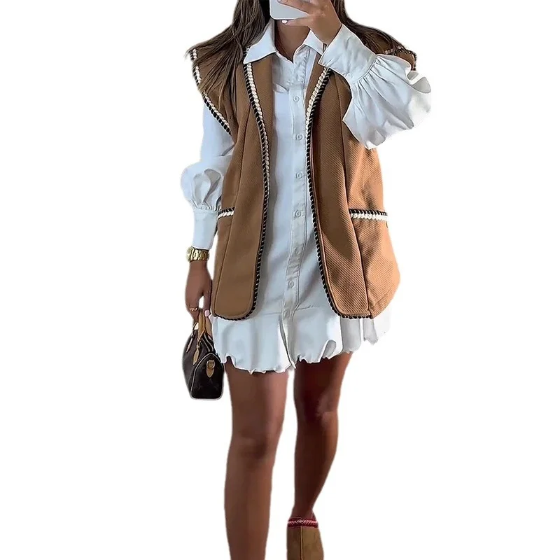 Toloer Toloer 2023 New Retro Wool Loose Temperament Fashion Show Thin Vest Coat Female-Outfit Ideas