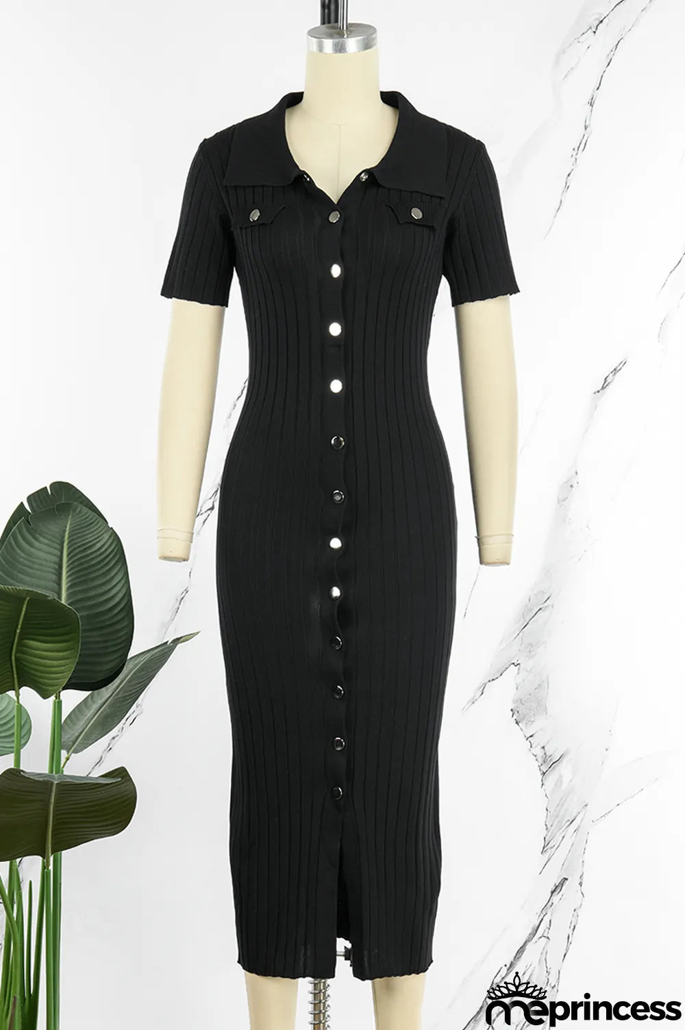 Khaki Casual Solid Patchwork Turndown Collar Short Sleeve Dress