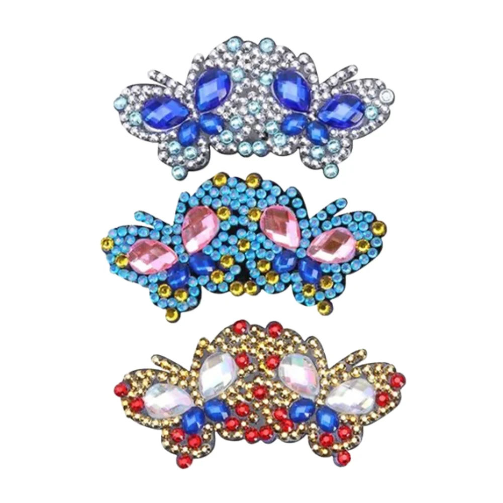 DIY 3Pcs Butterfly  Diamond Painting Hairpin Diamond Hair Clips Gift for Girls