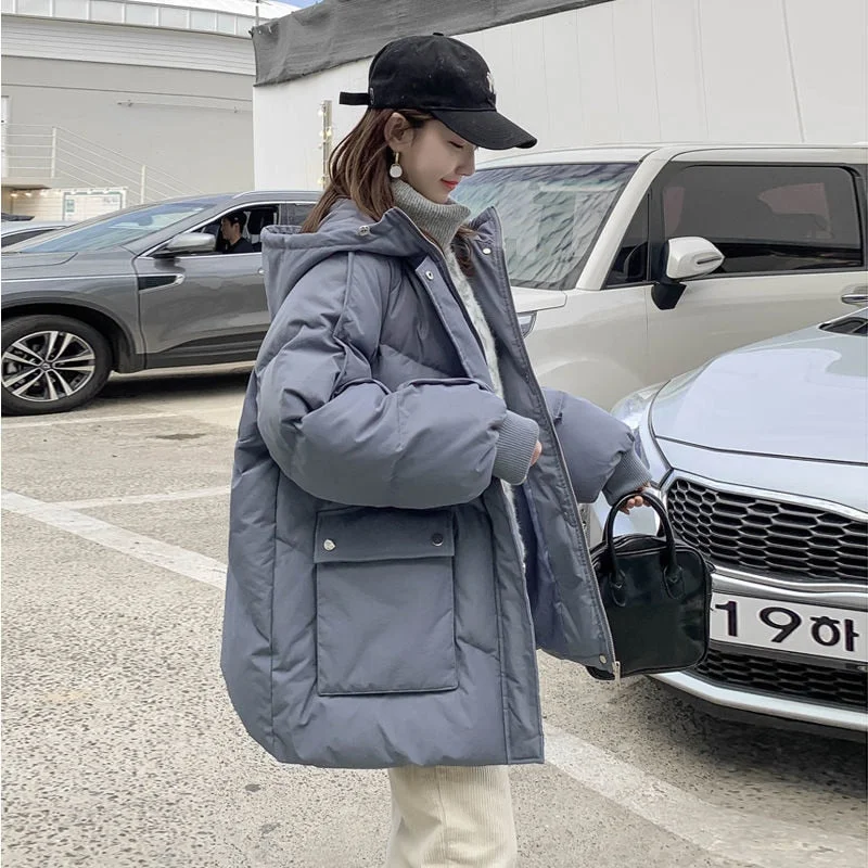 2020 Korean Loose Puffer Jacket Oversize Women's Short Winter Female Coat Women Thickened Parka Feminina Harajuku Outerwear Hood