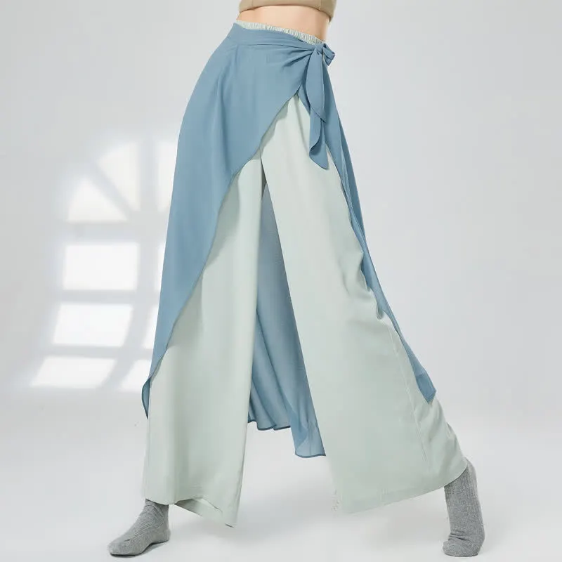 Vintage Lace Up Flowy Wide Leg Casual Pants