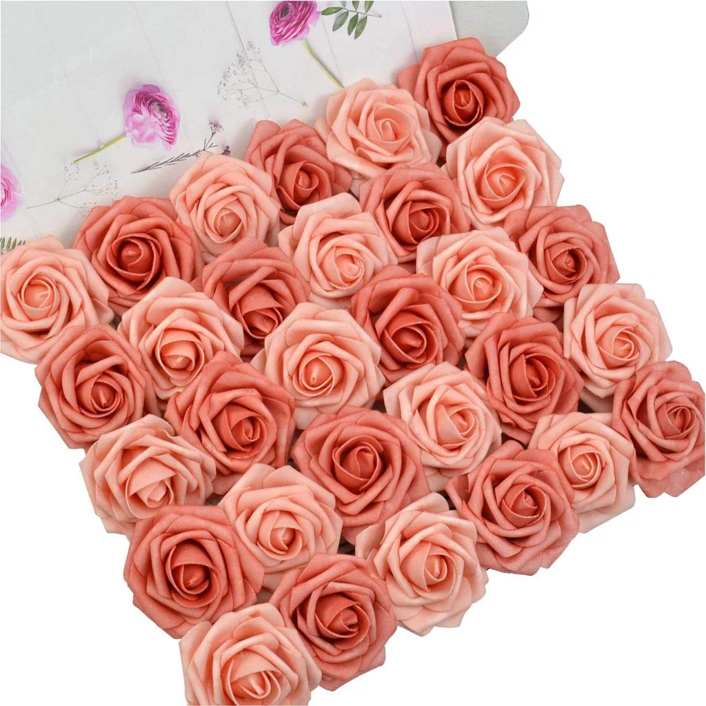 60pcs Artificial Roses Flowers Real Looking Fake Roses Decoration DIY for Wedding Bouquets Centerpieces