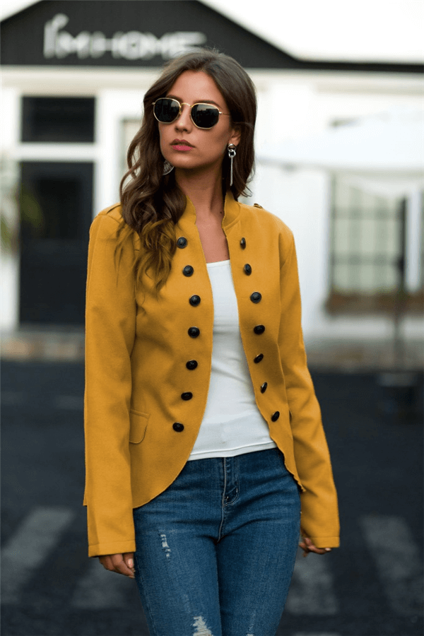 Fashion Stand Collar Breasted Woolen Coat