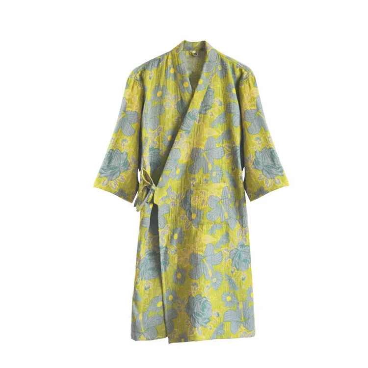Cotton Gauze Absorbent Floral Style Bathrobe Radinnoo.com