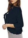 Chic Solid Color Open Front Cardigan with Flirty Ruffle Trim - Lightweight 3/4 Sleeve for Women - Perfect Casual Wear, Spring to Fall Fashion