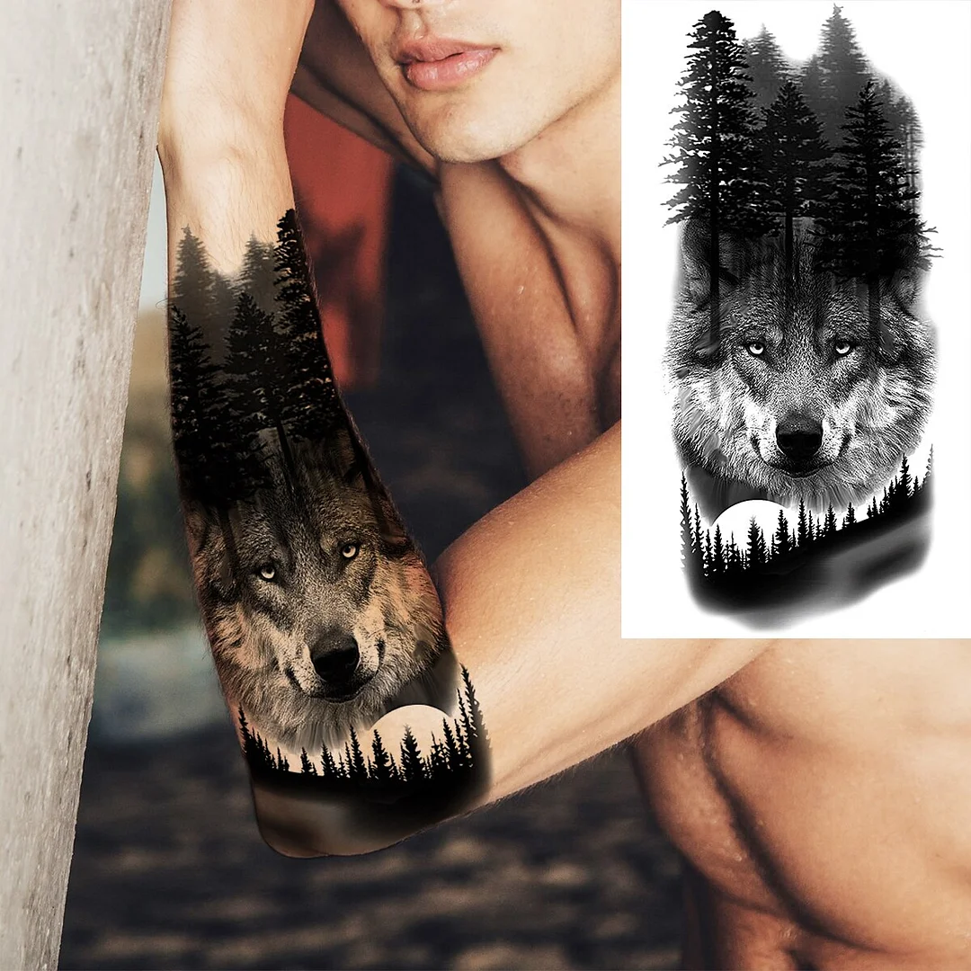 Sdrawing Realistic Black Devil Temporary Tattoos For Men Adult Tiger Pirate Skeleton Vampire Fake Tattoo Forearm Scary Tatoo Joker