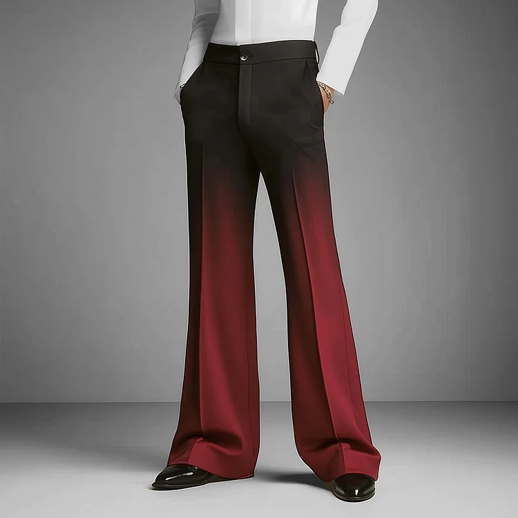 Okaywear Ombre Pattern Single Pleated Flare Leg Suit Pants Okaywear