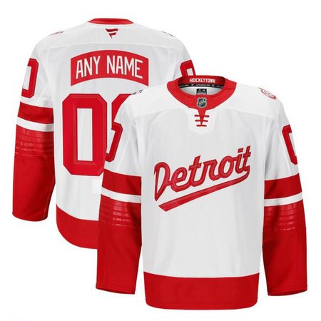 Men's Detroit Red Wings Custom White/Red 2024-25 Stadium Series Patch Stitched Premium Jersey