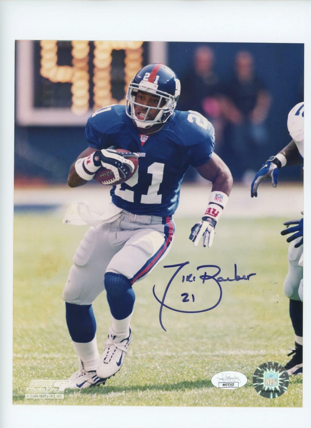 Tiki Barber New York Giants Signed Autographed 8x10 NFL Photo Poster painting JSA COA #2