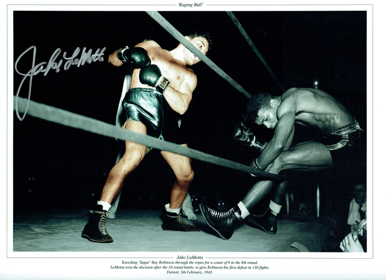 Jake LAMOTTA Signed Autograph Boxing 16x12 Raging Bronx BULL Photo Poster painting AFTAL COA