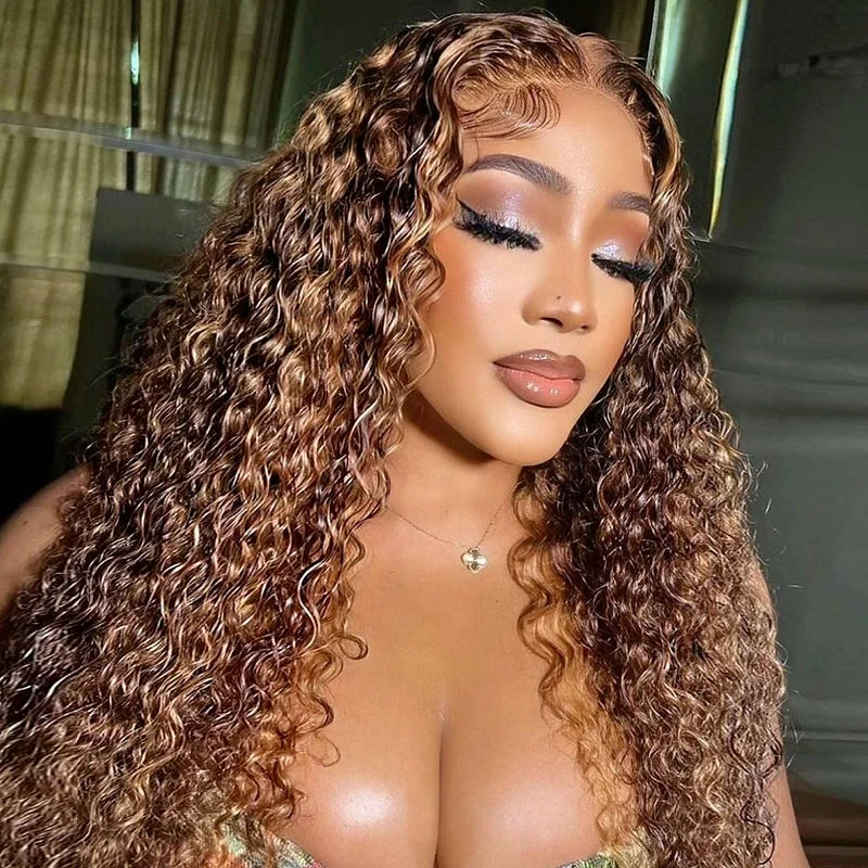Highlight Water Wave 100% Virgin Human Hair Lace Frontal Wig