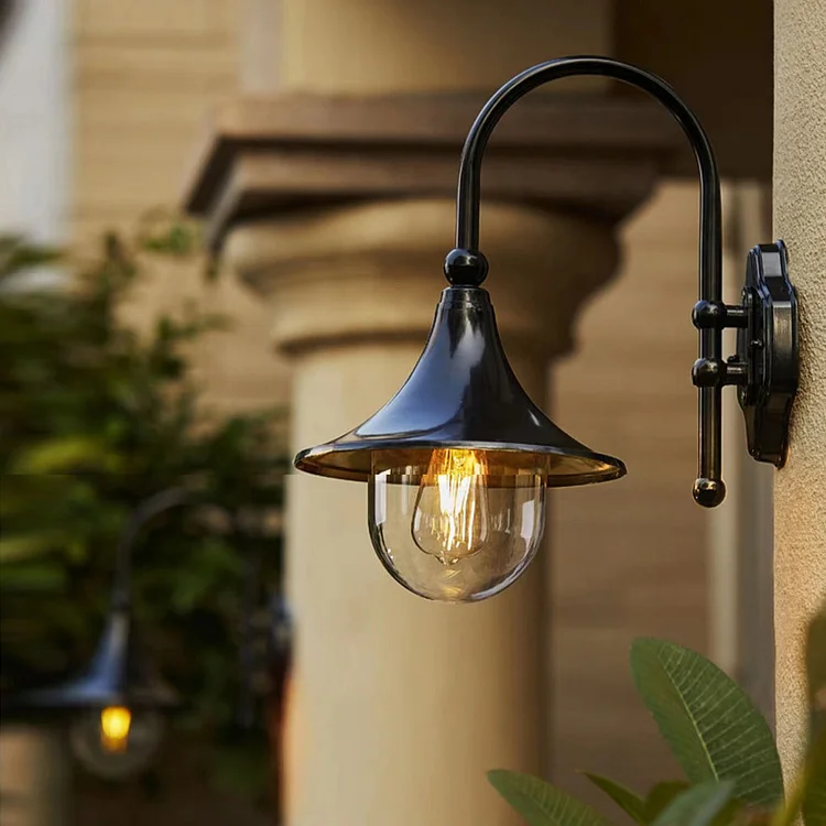 Creative Trumpet Shaped Waterproof LED Black Vintage Outdoor Wall Lamp - Appledas
