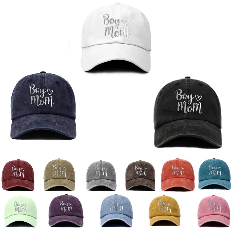 Washed Cotton Embroidered Mom Alphabet Baseball Cap Father's Day Gift Cap Hip Hop Hat