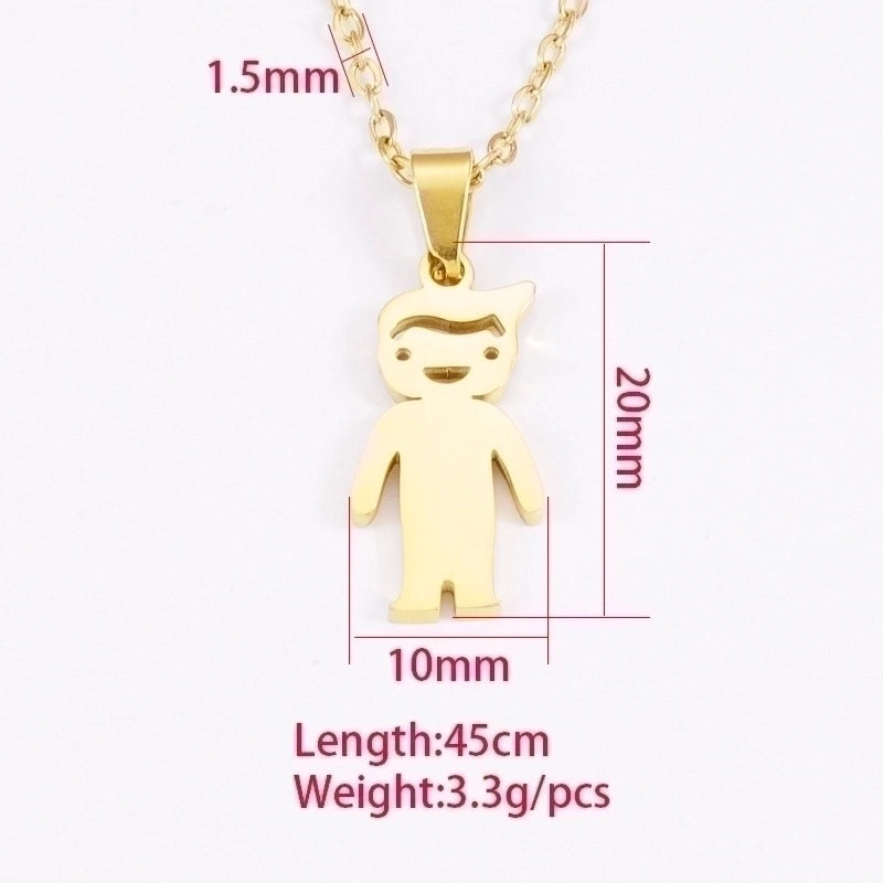 Stainless Steel 18K Gold Plated Casual Cute Polishing Plating Human None Pendant Necklace