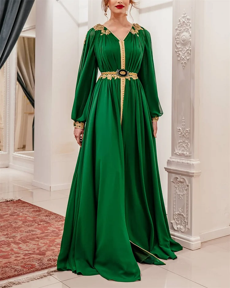 Women's V Neck Embroidered Dress