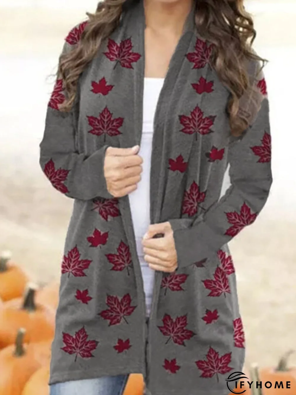 Casual Long Sleeve Printed Cardigan | IFYHOME