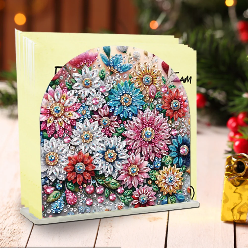 DIY Flower Cluster Acrylic Napkin Holder Diamond Painting Kit for Home Table Decor