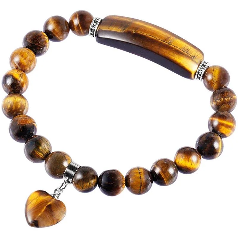 Natural Quartz Love Heart Healing Beads Bracelet