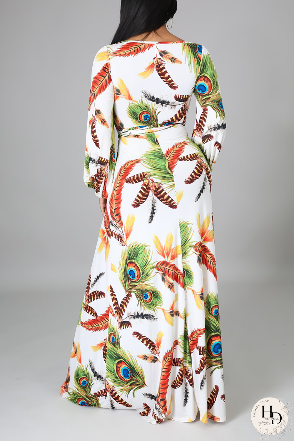 White Casual Print Draw String V Neck Cake Skirt Dresses