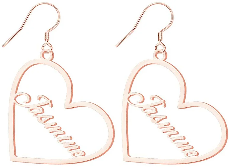Heart Personalized Name Earrings Custom Hoop Earrings Gift for Her