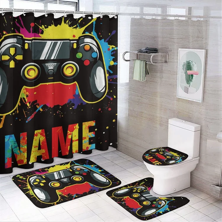 Personalized Splash Ink Game Bathroom 4-Piece Set|Set14