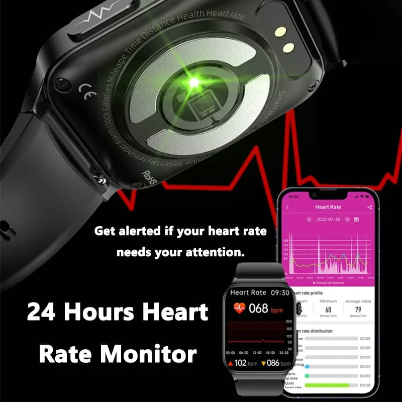 ECG Smart Watch with Blood Pressure Monitor Body Temperature Blood
