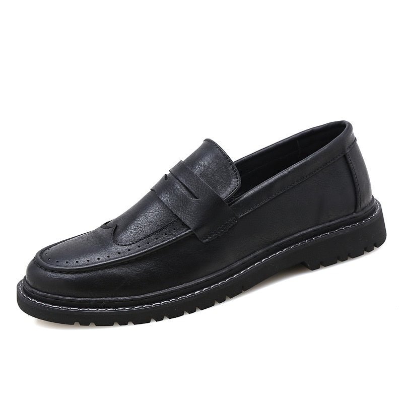Men Casual Shoes Brand Genuine Leather Mens Loafers Moccasins Comfy Breathable Slip on Driving Shoes Black Plus Size 38-44