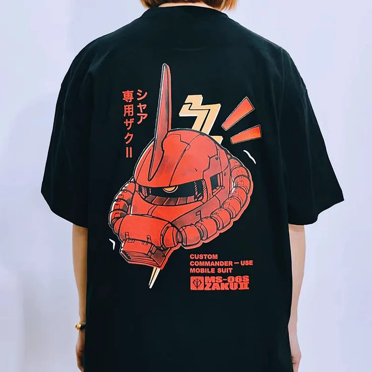 Pure Cotton Mobile Suit Gundam Red Zaku T-shirt weebmemes