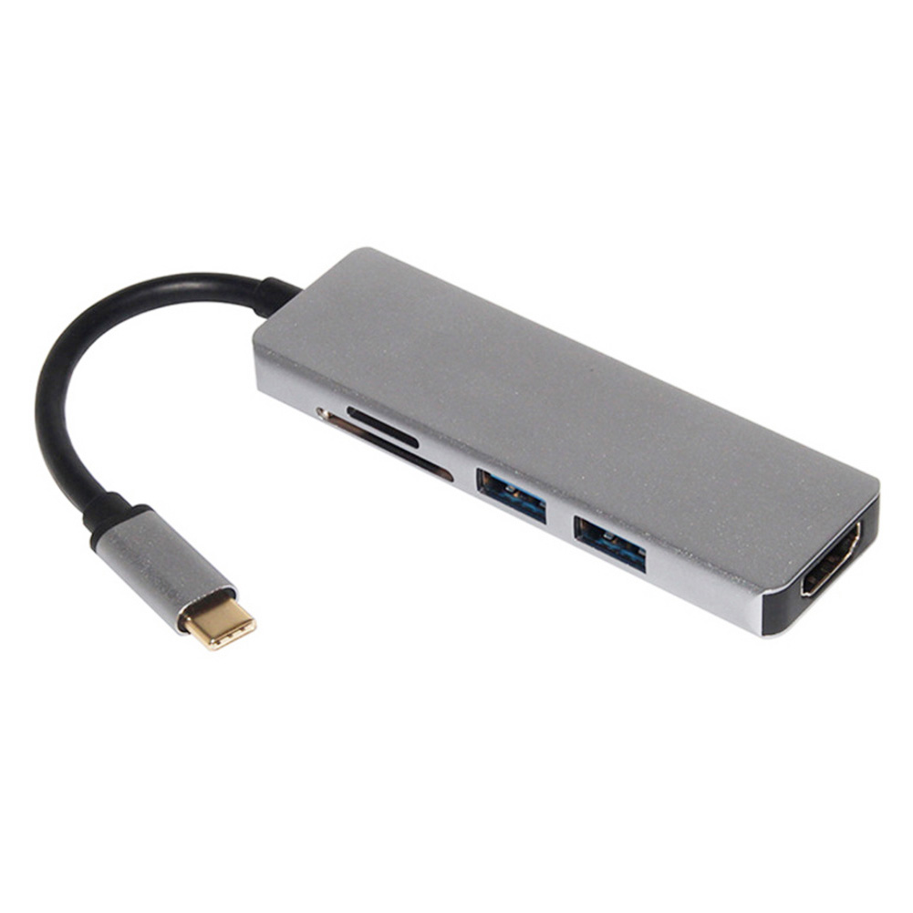 

5 in 1 USB 3.1 Type-C HUB Splitter 4K HDMI-compatible 2 USB 3.0 SD TF Laptop Converter, 501 Original