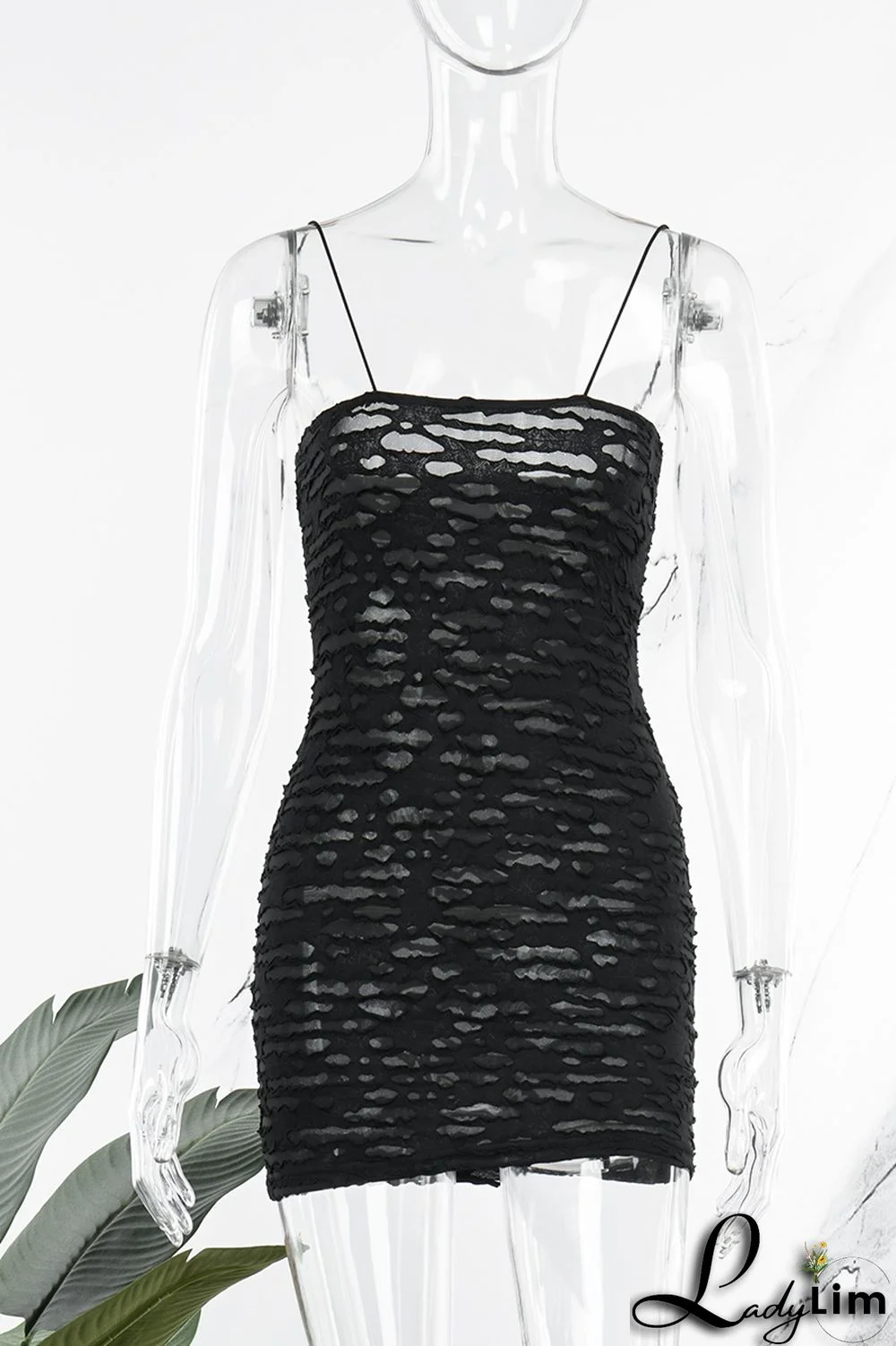 Black Sexy Solid Backless Spaghetti Strap Sleeveless Dress Dresses