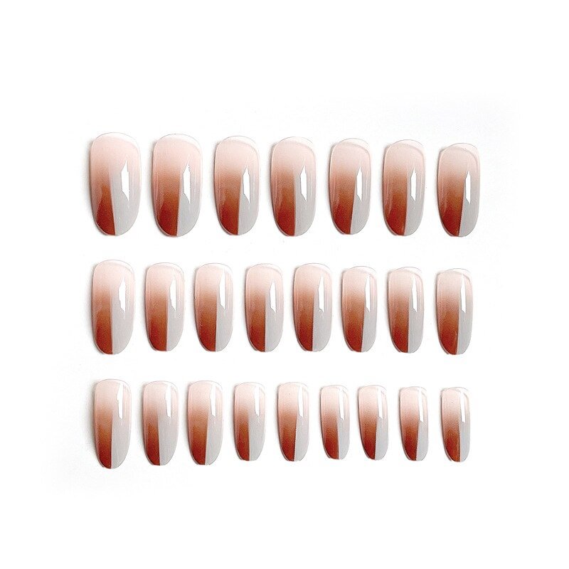 24pcs Two-color Gradient Nail Patch Glue Type Removable Long Paragraph Fashion Manicure Save Time False Nail Patch SANA889