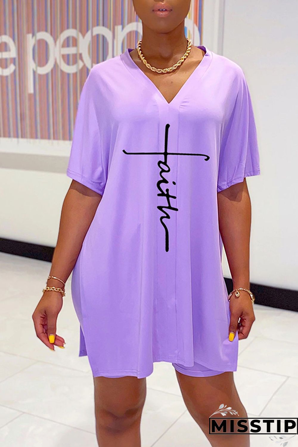 Burgundy Casual Print Patchwork V Neck Short Sleeve Two Pieces