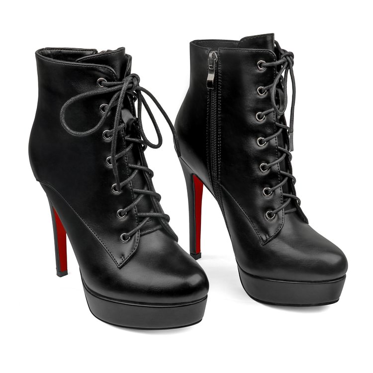 130mm Women s Platform Chunky Heeled Buckle Knight Punk Boots Lace