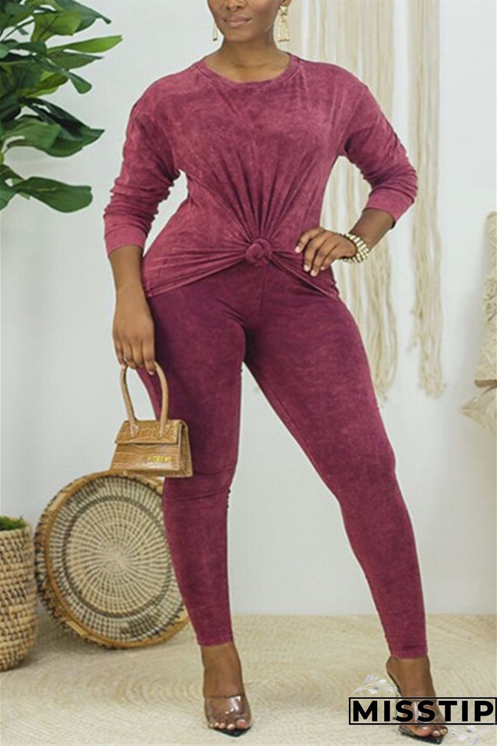 Gray Fashion Casual Long Sleeve O Neck Regular Sleeve Regular Solid Two Pieces
