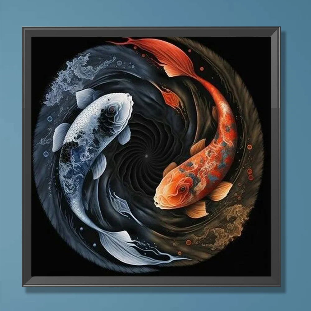 Diamond Painting - Full Round Drill - Yin Yang Fish(30*30cm)