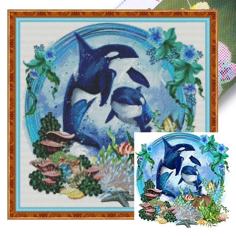 Dolphin 14CT (40*40CM) Stamp Cross Stitch gbfke