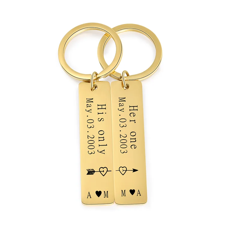 Personalized Promise Couple Keychain Set Engrave Name Heart Matching Couple Gifts