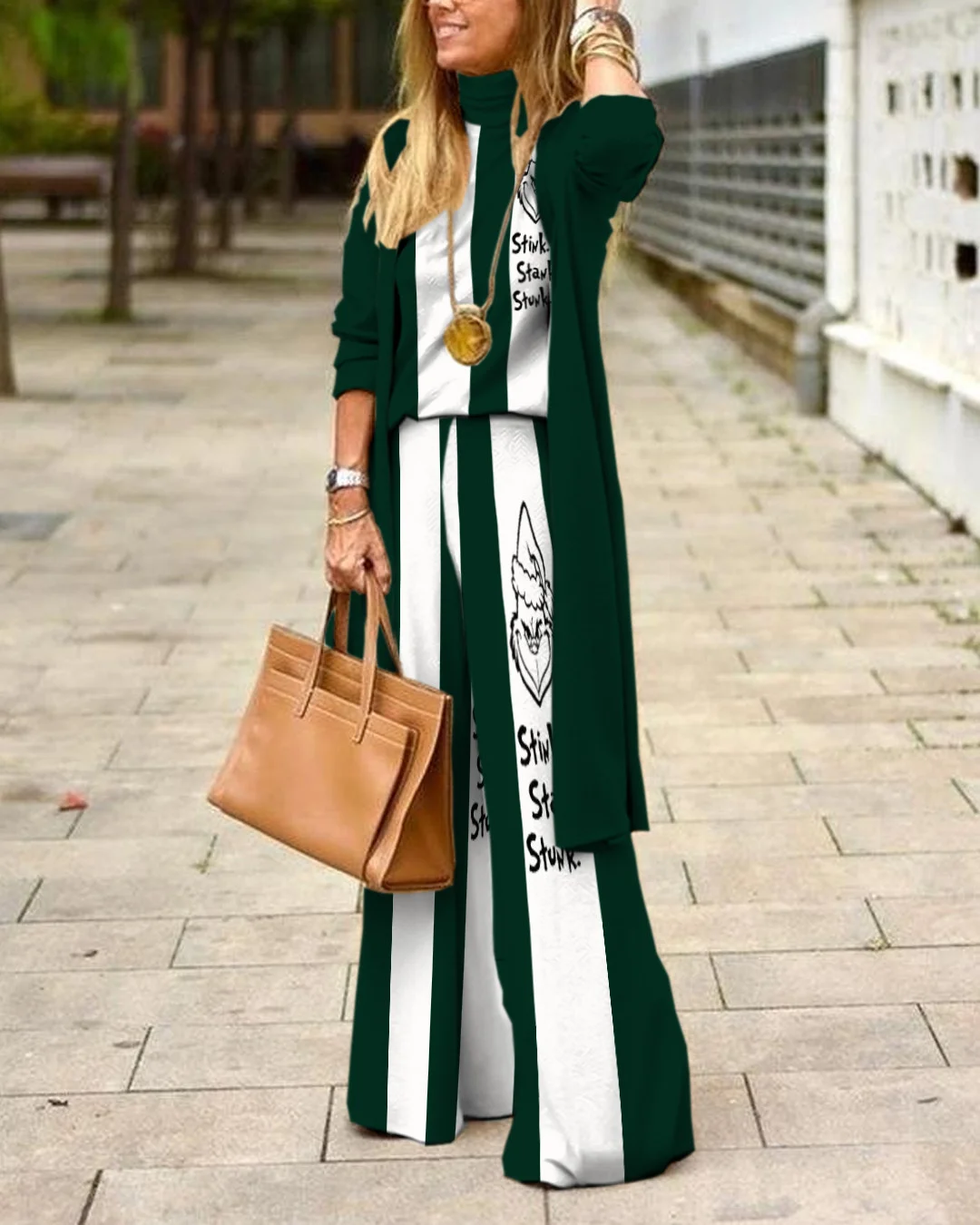 Herringbone Sweater Three-Piece Suit 905e