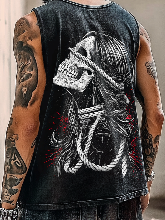 Shoptechwear Art Satanic Devil Witch Acid Wash Casual Vest