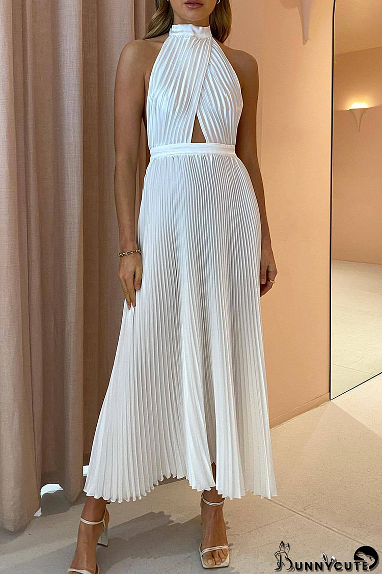 Fashion Geometric Backless Halter Straight Dresses