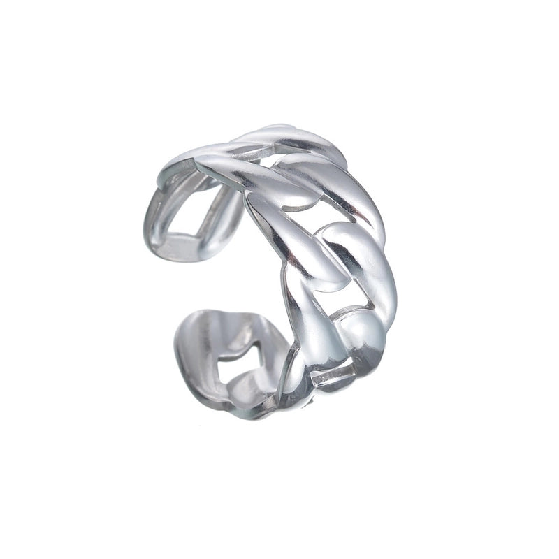 Minimalist Geometric Solid Color 201 Stainless Steel Gold Plated Plating Hollow Out Open Ring