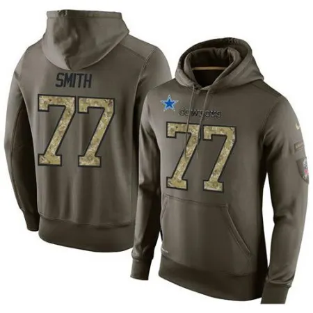 NFL Men's  Dallas Cowboys #77 Tyron Smith Stitched Green Olive Salute To Service KO Performance Hoodie