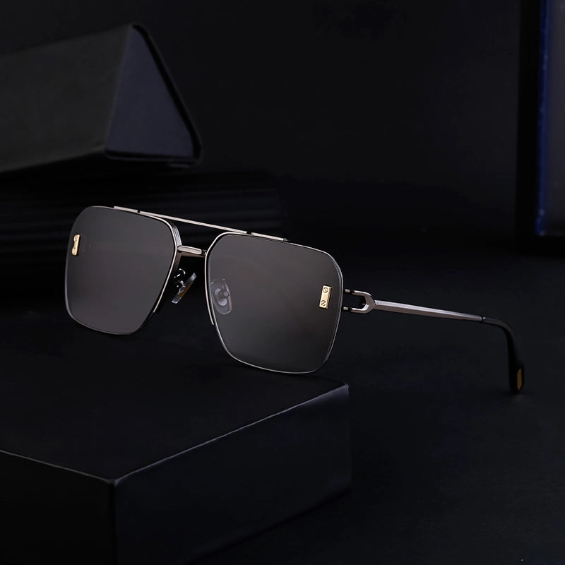 Retro Minimalist Commute Gradient Color Pc Square Full Frame Men’s Sunglasses