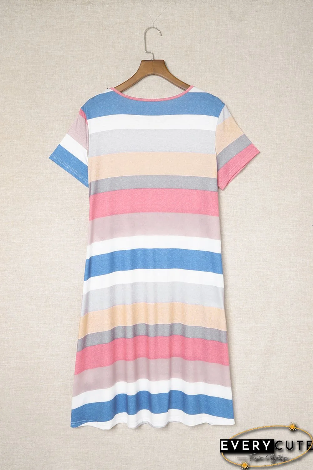 Multicolor Striped Pocket T Shirt Dress