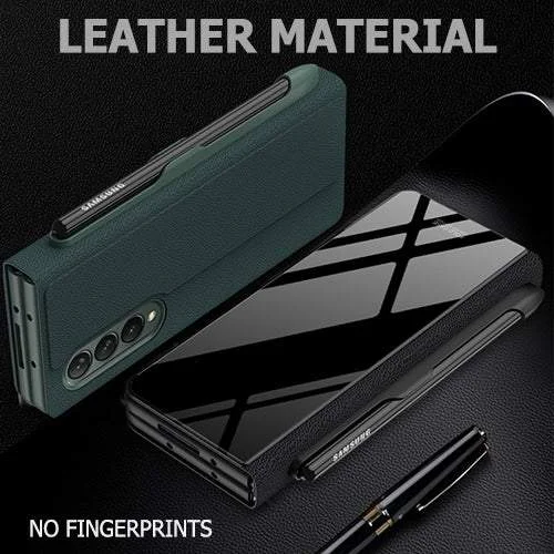 High-end Side Pen Slot Carbon Fiber Embossed Glass Phone All-Inclusive Z Fold 5 Case