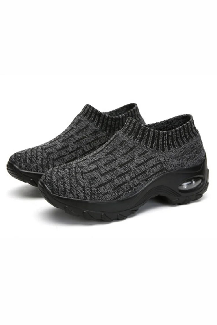 Knitted Breathable Round Toe Casual Slip On Sneakers