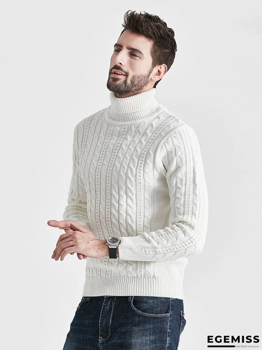 High Neck Versatile Men's Sweater | EGEMISS