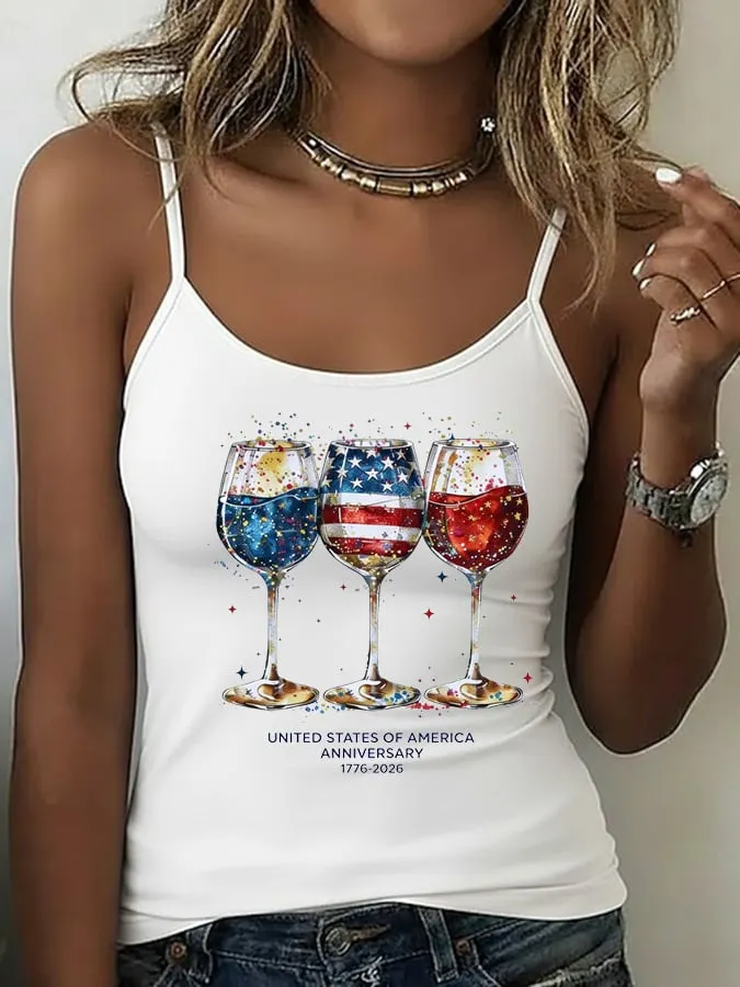Women's American Flag 250th Print Casual Camisole 
